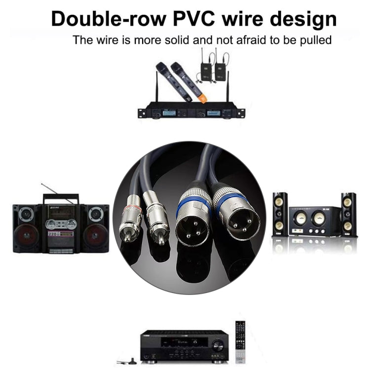 2RCA Male 2XLR Caron Male Speaker Audio Balance Cable, Length: 10m - Microphone Audio Cable & Connector by PMC Jewellery | Online Shopping South Africa | PMC Jewellery | Buy Now Pay Later Mobicred