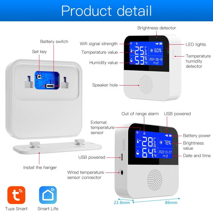 Tuya WIFI Temperature And Humidity Sensor With 2.9inch LCD Display,Spec: Only Sensor - Smart Switch by PMC TechLife | Online Shopping South Africa | PMC TechLife | Buy Now Pay Later Mobicred