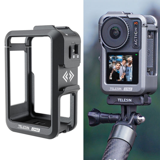 For DJI Osmo Action 3 TELESIN OA-FMS-004 Motion Camera Metal Rabbit Cage Protection Frame(Grey) -  by TELESIN | Online Shopping South Africa | PMC Jewellery | Buy Now Pay Later Mobicred