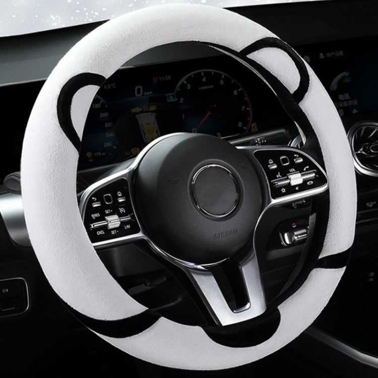 Car Steering Wheel Cartoon Short Fluff Handle Cover, Size: 38cm(Black White Round) - free shipping - PMC TechLife - Order now!