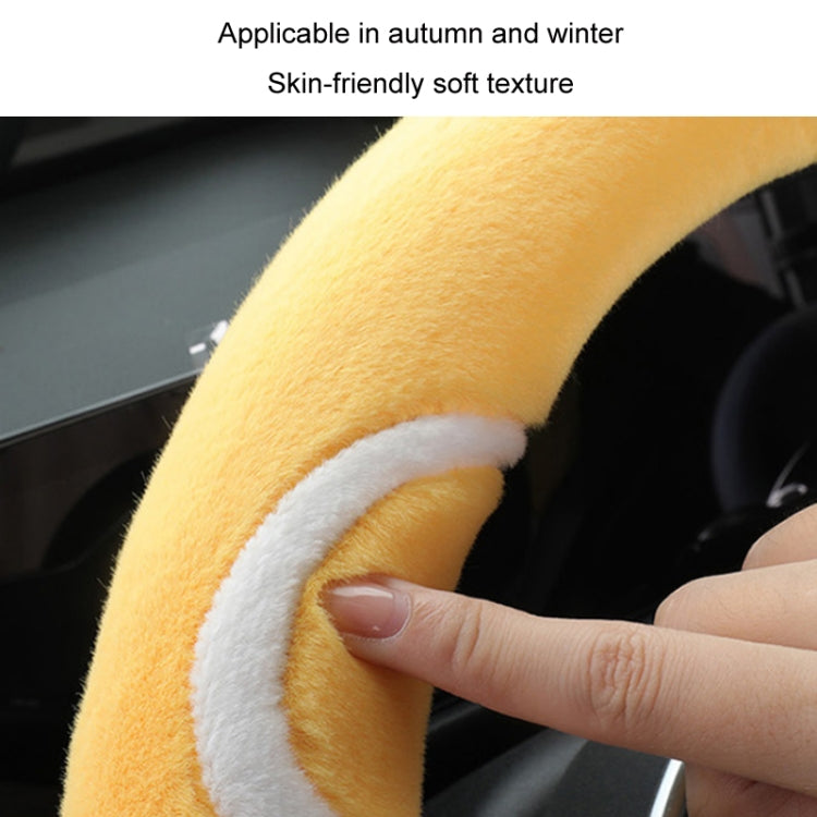Car Steering Wheel Cartoon Short Fluff Handle Cover, Size: 38cm(Black D Shape) - Seat Belts & Padding by PMC TechLife | Online Shopping South Africa | PMC TechLife | Buy Now Pay Later Mobicred