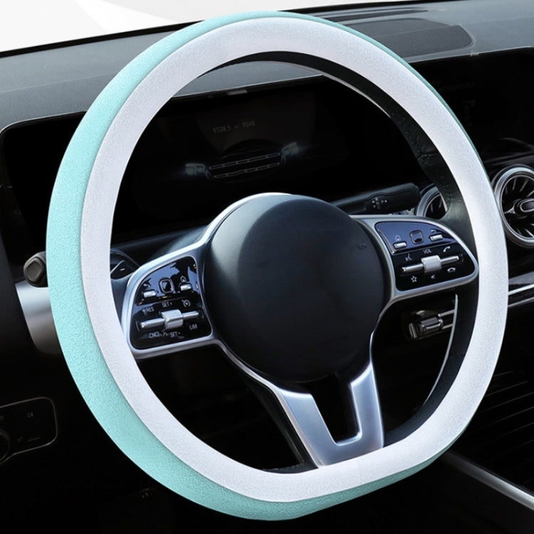 Car Steering Wheel Short Plush Winter Non-slip Grip Cover, Size: 38cm(D Shaped Blue) - Steering Wheel Accessories by PMC TechLife | Online Shopping South Africa | PMC TechLife | Buy Now Pay Later Mobicred
