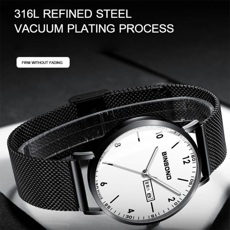 BINBOND B3820 30M Waterproof Ultra-thin Quartz Luminous Starry Watch, Color: Black Net-Black-Starry - free shipping - PMC TechLife - Order now!