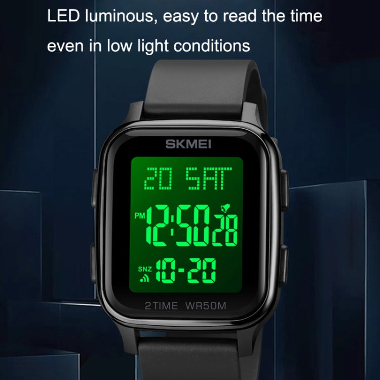 SKMEI 1858 Square Waterproof Digital Dual Display LED Luminous Watch(Rose Gold) - free shipping - PMC TechLife - Order now!