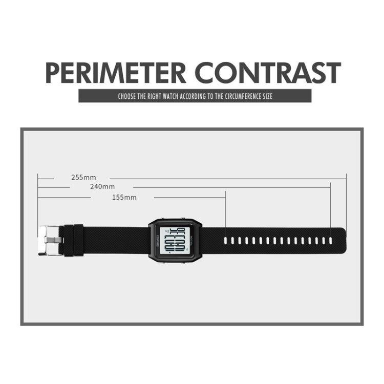 SKMEI 1866 Square Large Screen Men Steel Belt Multi-function Night Light Alarm Clock Watch(Gold White Machine) - free shipping - PMC TechLife - Order now!
