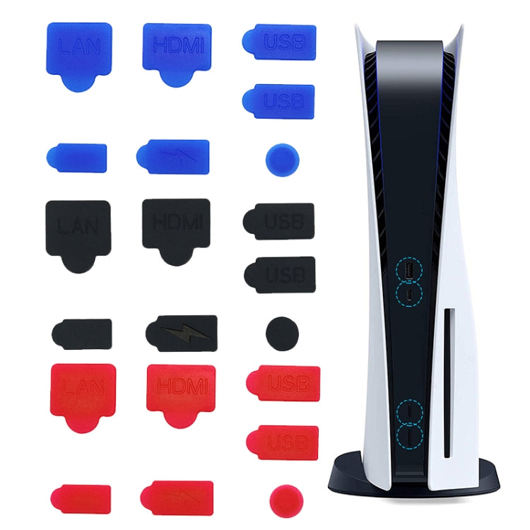 For PS5 2sets 7pcs/Set Dust Plug Silicone Dust Protector Anti-Dust Cover(Black) - PS5 Spare Parts by PMC TechLife | Online Shopping South Africa | PMC TechLife | Buy Now Pay Later Mobicred