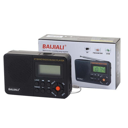 BAIJIALI BJL-166 Full Band Retro Radio Multifunctional Built-In Speaker Player(Black) - Radio Player by BAIJIALI | Online Shopping South Africa | PMC Jewellery | Buy Now Pay Later Mobicred