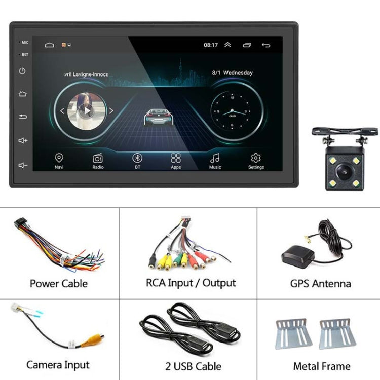 A2222KT 7 Inch Android Navigation WiFi Version 1+32G GPS Bluetooth 2.5D Screen Car Central Control MP5 Player, Style: Standard+4Lights Camera - Car MP3 & MP4 & MP5 by PMC Jewellery | Online Shopping South Africa | PMC Jewellery | Buy Now Pay Later Mobicred