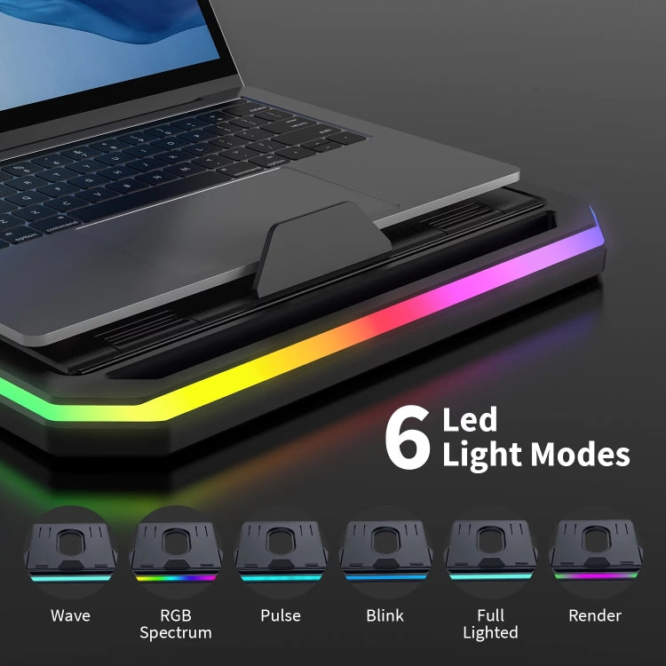 Laptop Stand with RGB Lighting 9-Level Adjustable Notebook Stand(Black) - Laptop Stand by PMC Jewellery | Online Shopping South Africa | PMC Jewellery | Buy Now Pay Later Mobicred