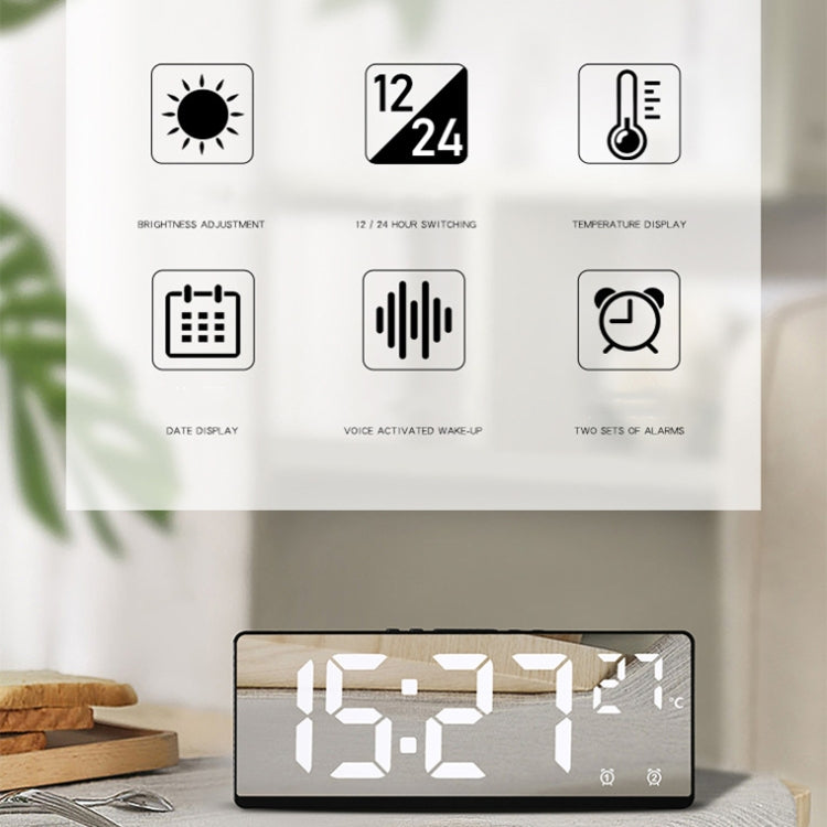 6631 LED Digital Display Multifunctional Electronic Clock Desktop Temperature Mirror Alarm Clock(Color Light) - Alarm Clocks by PMc TechLife | Online Shopping South Africa | PMc TechLife | Buy Now Pay Later Mobicred