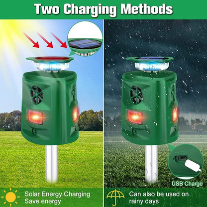 SK698 Solar Powered Animal Repeller 360 Degree Strobe Light Bird Repeller Ultrasonic Rat Repeller(Green) - Outdoor Insect Repellent by PMC Jewellery | Online Shopping South Africa | PMC Jewellery | Buy Now Pay Later Mobicred