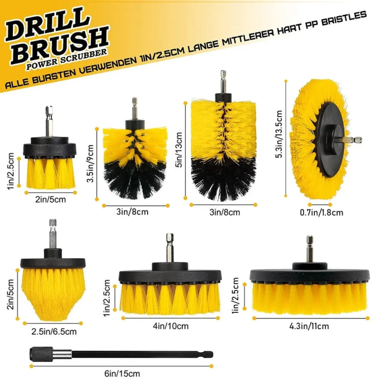 WRS-DS19 9 in 1 Electric Drill Crevice Cleaning Brushes Car Wash Tools Set(9pcs/set) - Car Washer & Accessories by PMC TechLife | Online Shopping South Africa | PMC TechLife | Buy Now Pay Later Mobicred