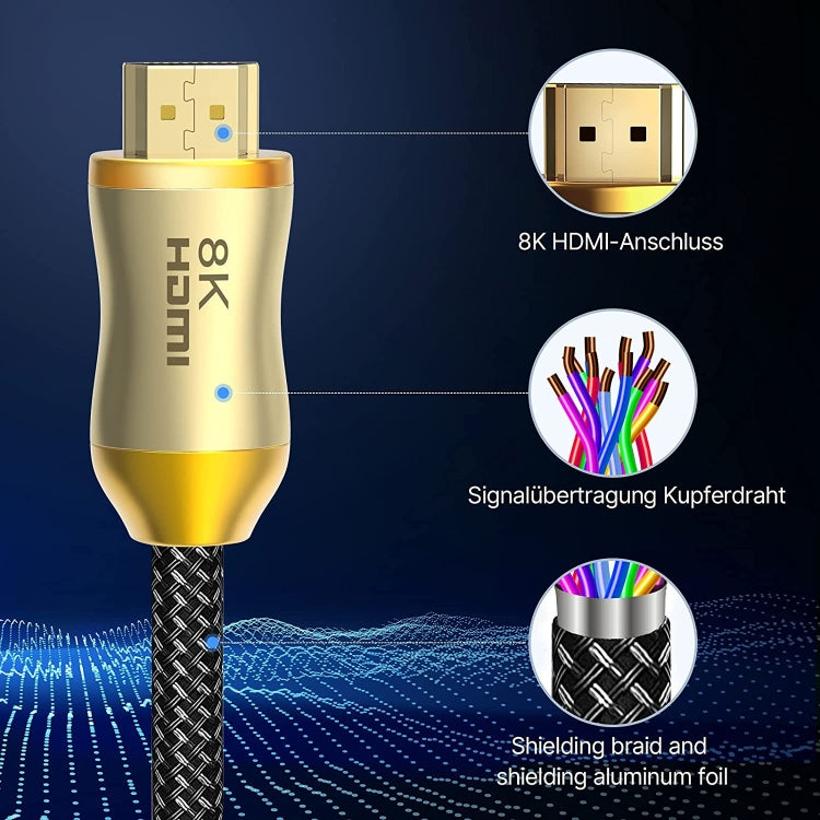 CO-HD801 1m HDMI 2.1 Version 8K 60Hz For PS4 Cable Projector Notebook Set-Top Box Cable(Gold) - Cable by PMC TechLife | Online Shopping South Africa | PMC TechLife