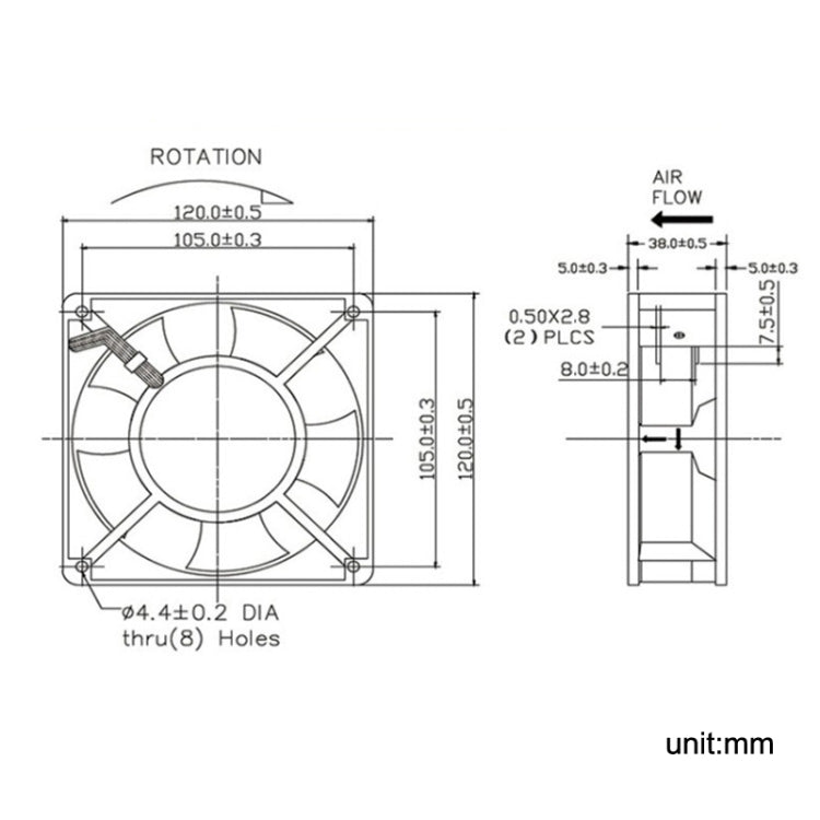 XIN RUI FENG XRX1203 220V Double Roller Cooling Fan 12cm Cabinet Power Distribution Cabinet Shaft - Fan Cooling by XIN RUI FENG | Online Shopping South Africa | PMC Jewellery