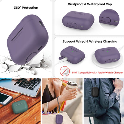 For AirPods Pro 2 AhaStyle PT187 Silicone One-Piece Protective Case With Lanyard Case(Purple) - For AirPods Pro 2 by AhaStyle | Online Shopping South Africa | PMC Jewellery | Buy Now Pay Later Mobicred