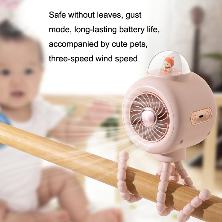 Baby Stroller Fan Home Mute Outdoor Cooling Portable Rabbit Octopus Fan Without Shake Head (Pink) - Electric Fans by PMC Jewellery | Online Shopping South Africa | PMC Jewellery | Buy Now Pay Later Mobicred