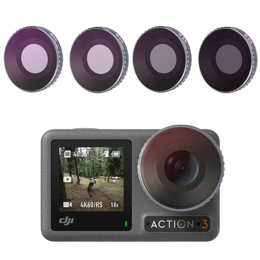 RCSTQ For DJI Osmo Action 3 Aluminum Alloy Adjustable Filter Sports Camera Filter, Style: ND8/PL+ND16/PL+ND32/PL+ND64/PL -  by RCSTQ | Online Shopping South Africa | PMC Jewellery | Buy Now Pay Later Mobicred