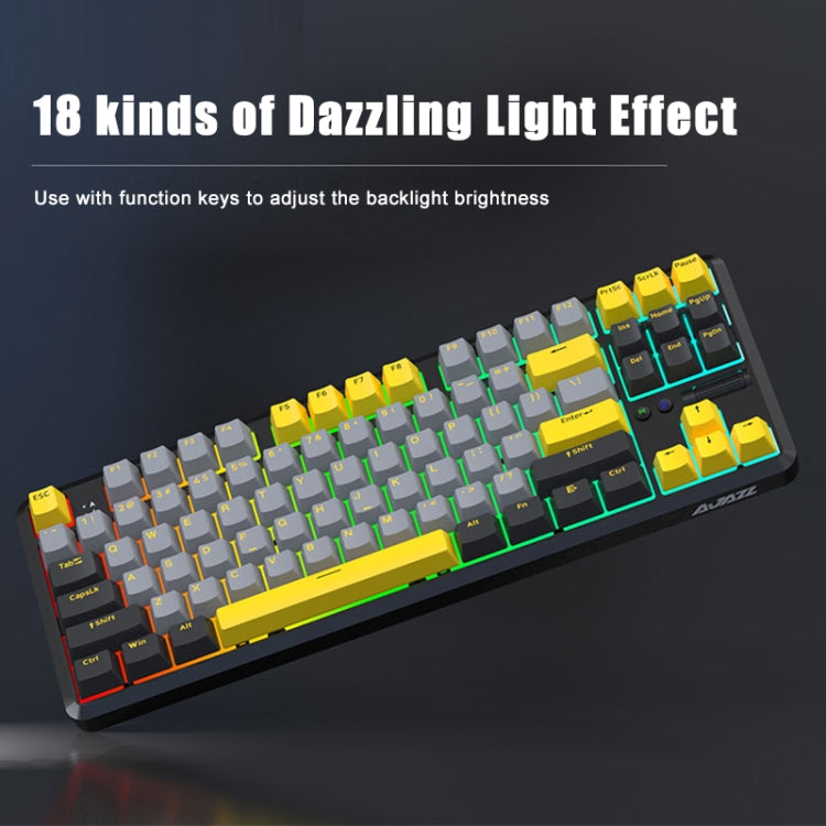 Ajazz K870T Pro 87 Keys Three Mode Wireless/Bluetooth/Wired Pluggable RGB Mechanical Keyboard Red Shaft (White) - free shipping - PMC Jewellery - Order now!