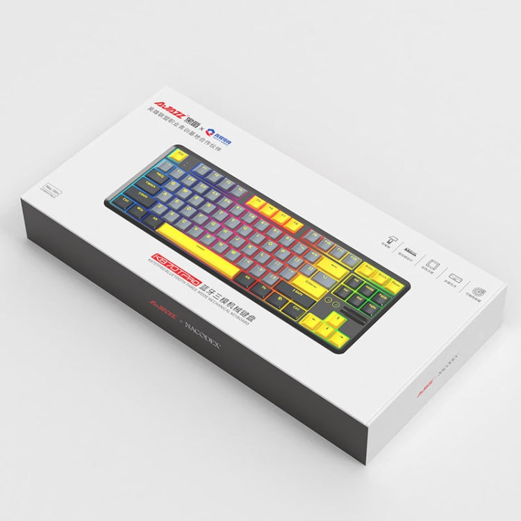 Ajazz K870T Pro 87 Keys Three Mode Wireless/Bluetooth/Wired Pluggable RGB Mechanical Keyboard Green Shaft (White) - free shipping - PMC Jewellery - Order now!