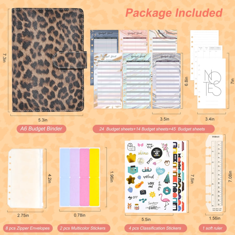 A6 Leopard Print Cash Budget Notebook  Loose Leaf Financial Management Notepad(Pink) - free shipping - PMc TechLife - Order now!