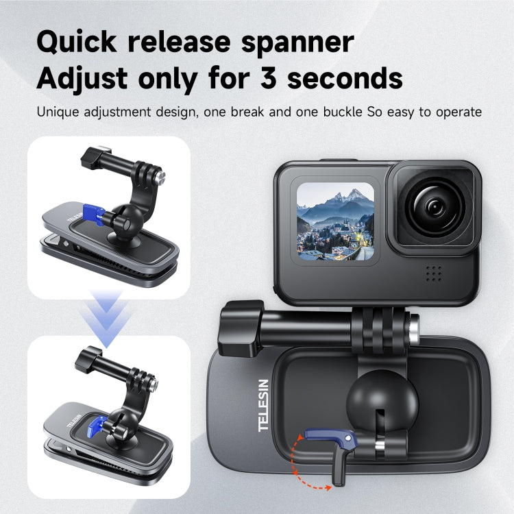 TELESIN 360 Degree Rotation Magnetic Backpack Clip Clamp Mount For Action Camera - Backpack Clip by TELESIN | Online Shopping South Africa | PMC TechLife | Buy Now Pay Later Mobicred