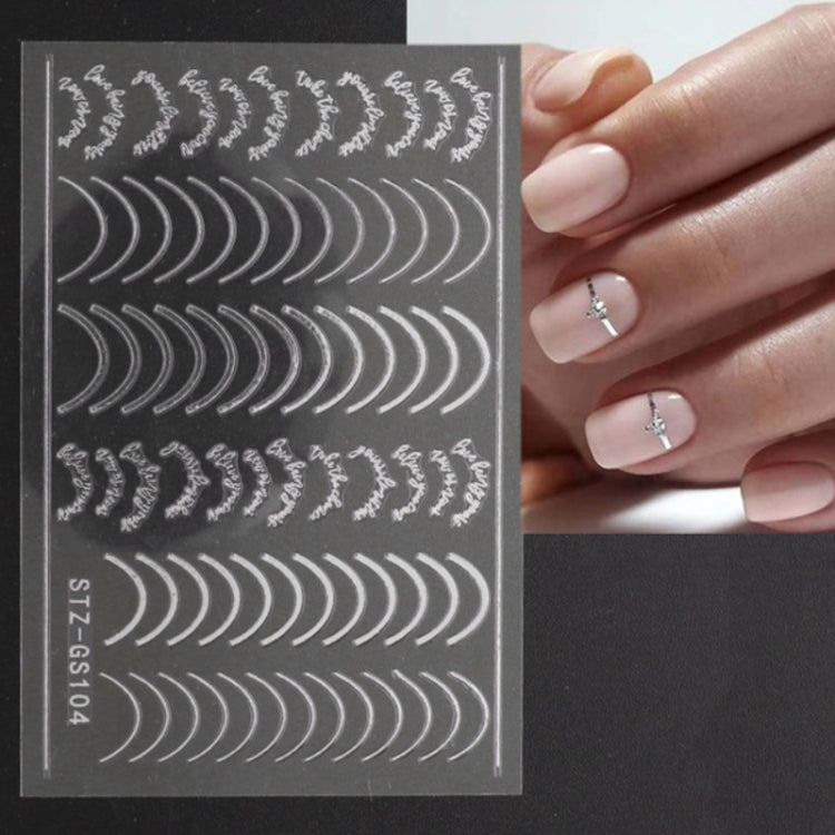 Gold Silver Manicure Stickers Imitation Metal Line Adhesive Nail Stickers(Stz-GS104 Silver) - Nail Stickers by PMC Jewellery | Online Shopping South Africa | PMC Jewellery | Buy Now Pay Later Mobicred