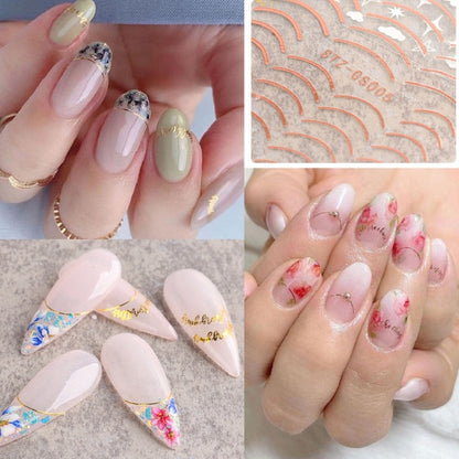 Gold Silver Manicure Stickers Imitation Metal Line Adhesive Nail Stickers(Stz-GS104 Gold) - Nail Stickers by PMC Jewellery | Online Shopping South Africa | PMC Jewellery | Buy Now Pay Later Mobicred