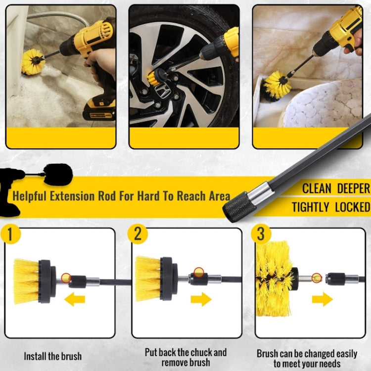 31pcs/set Electric Drill Brush Kitchen Bathroom Wall Cleaning Set(Yellow) - Sponges, Cloths & Brushes by PMC Jewellery | Online Shopping South Africa | PMC Jewellery | Buy Now Pay Later Mobicred