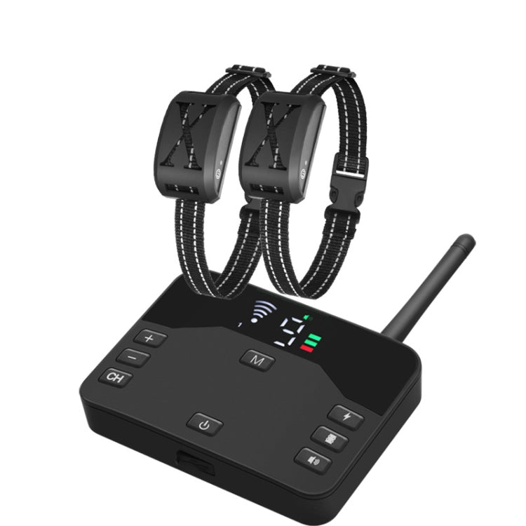 2-In-1 Electric Dog Fence & Remote Training Collar Adjustable Vibration & Shock For 2 Dogs(Black) - Training Aids by PMC TechLife | Online Shopping South Africa | PMC TechLife | Buy Now Pay Later Mobicred