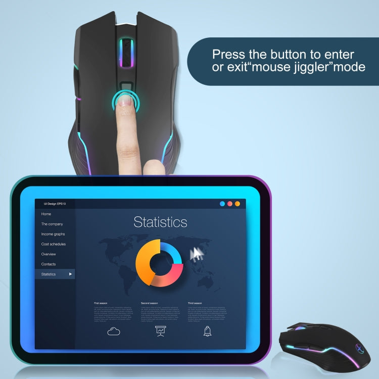 E50 2.4G Wireless Mouse Jiggler Portable Cordless Mouse With 7 Keys(Black) - Wireless Mice by PMC TechLife | Online Shopping South Africa | PMC TechLife
