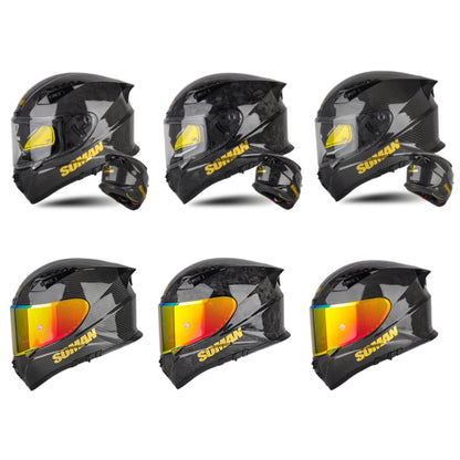 SOMAN Motorcycle Carbon Fiber Double Lens Thermal Safety Helmet, Size: L(Cheetah Print REVO) - Helmets by SOMAN | Online Shopping South Africa | PMC Jewellery | Buy Now Pay Later Mobicred