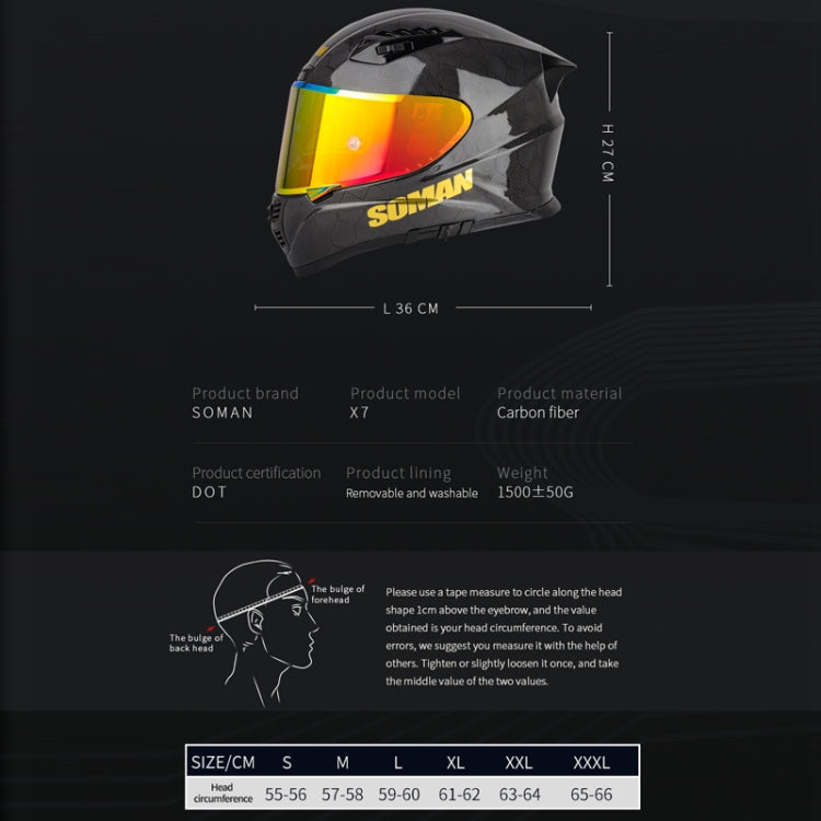 SOMAN Motorcycle Carbon Fiber Double Lens Thermal Safety Helmet, Size: M(Cheetah Print REVO) - Helmets by SOMAN | Online Shopping South Africa | PMC Jewellery | Buy Now Pay Later Mobicred