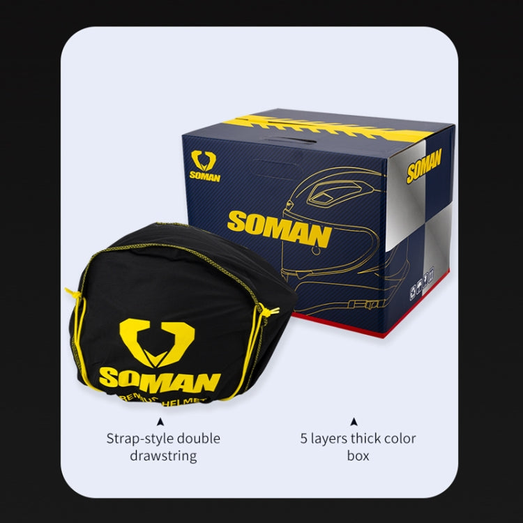 SOMAN Four Seasons Full Cover Motorcycle Helmet, Size: L(Snake Carbon Fiber Gold) - Helmets by SOMAN | Online Shopping South Africa | PMC Jewellery | Buy Now Pay Later Mobicred