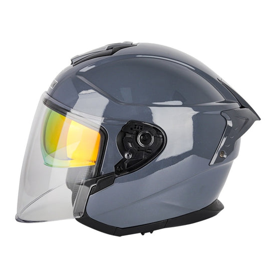 SOMAN Motorcycle Electric Bicycle Dual Lens Riding Helmet, Size: XXL(Cement Gray) - Helmets by SOMAN | Online Shopping South Africa | PMC Jewellery | Buy Now Pay Later Mobicred