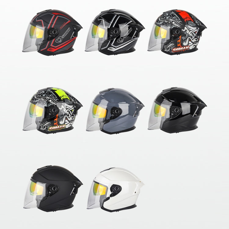 SOMAN Motorcycle Electric Bicycle Dual Lens Riding Helmet, Size: S(Pearl White) - free shipping - PMC TechLife - Order now!