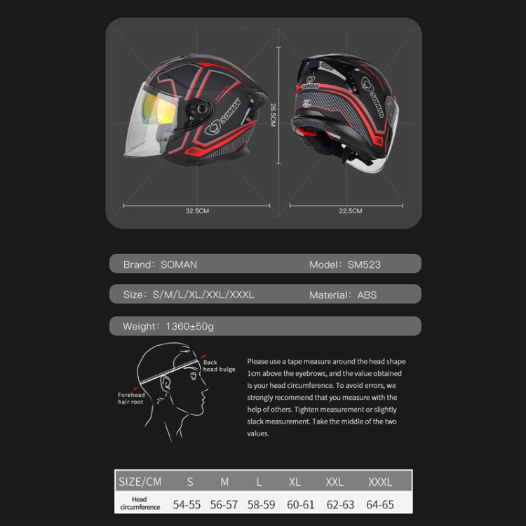 SOMAN Motorcycle Electric Bicycle Dual Lens Riding Helmet, Size: S(Matte Black) - Helmets by SOMAN | Online Shopping South Africa | PMC Jewellery | Buy Now Pay Later Mobicred