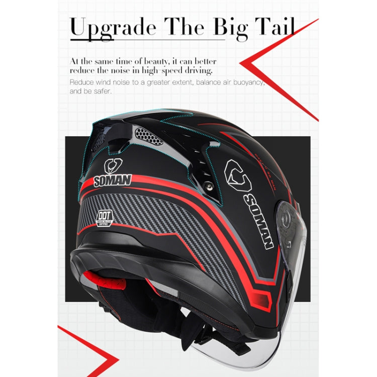 SOMAN Motorcycle Electric Bicycle Dual Lens Riding Helmet, Size: S(Black Red) - free shipping - PMC TechLife - Order now!