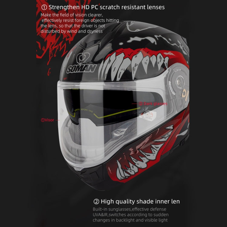 SOMAN Racing Motorcycle Double Lens Riding Safety Helmet, Size: L(Matt Black) - free shipping - PMC TechLife - Order now!