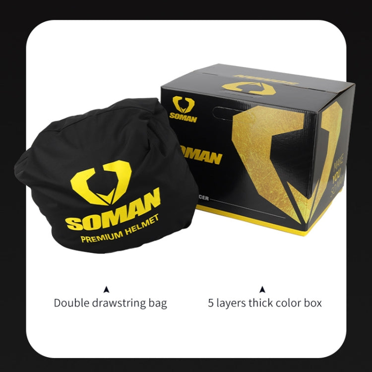 SOMAN Racing Motorcycle Double Lens Riding Safety Helmet, Size: XL(Bright Black) - free shipping - PMC TechLife - Order now!
