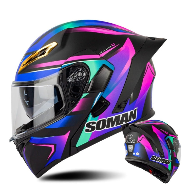 SOMAN Motorcycle Dual Lens Riding Peel-Off Full Coverage Helmet, Size: M(Sapphire Vision) - free shipping - PMC TechLife - Order now!