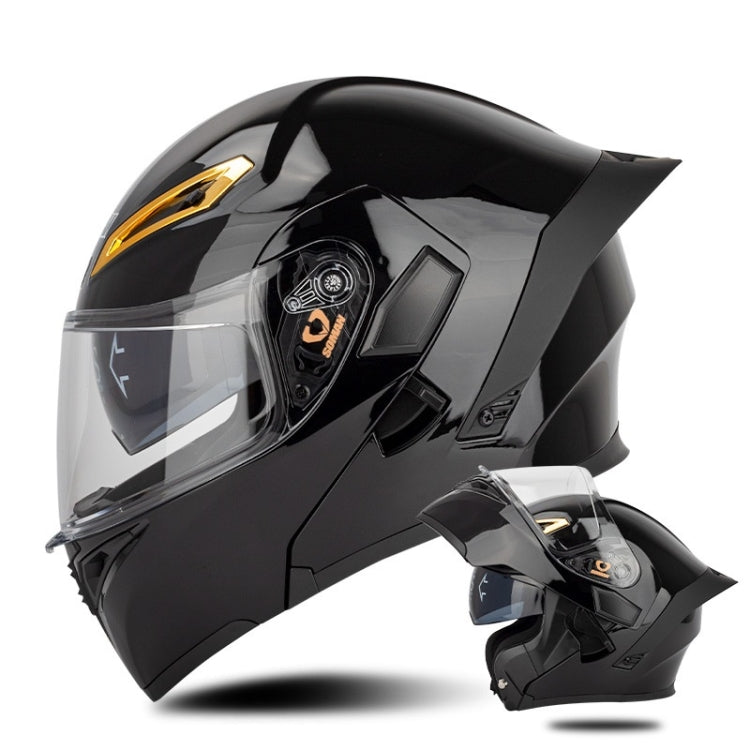 SOMAN Motorcycle Dual Lens Riding Peel-Off Full Coverage Helmet, Size: L(Bright Black) - free shipping - PMC TechLife - Order now!