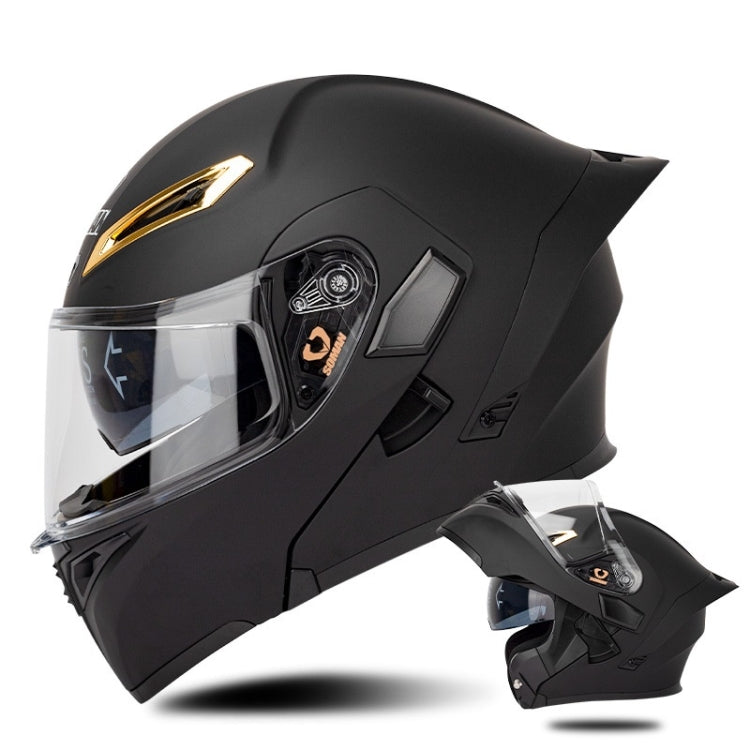 SOMAN Motorcycle Dual Lens Riding Peel-Off Full Coverage Helmet, Size: XL(Matt Black) - Helmets by SOMAN | Online Shopping South Africa | PMC Jewellery | Buy Now Pay Later Mobicred