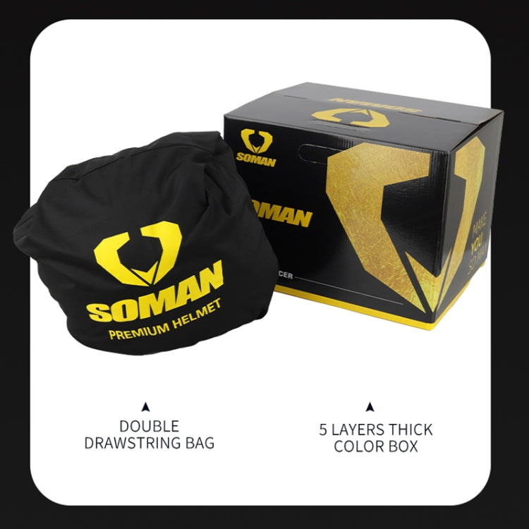 SOMAN Motorcycle Dual Lens Riding Peel-Off Full Coverage Helmet, Size: M(Black Fluorescent Yellow Spark) - Helmets by SOMAN | Online Shopping South Africa | PMC Jewellery | Buy Now Pay Later Mobicred