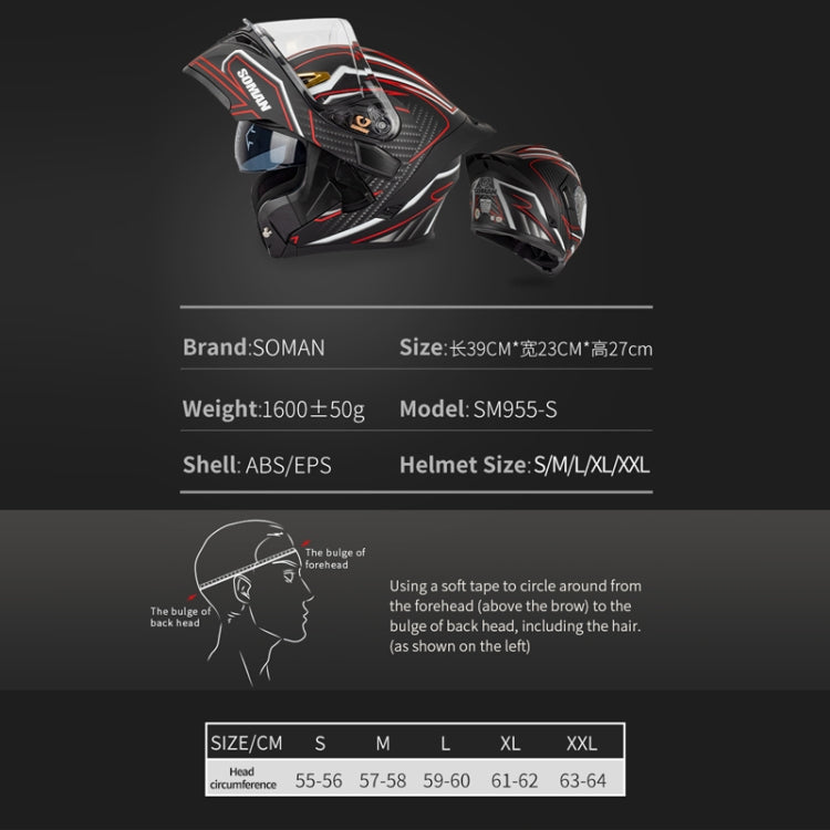 SOMAN Motorcycle Dual Lens Riding Peel-Off Full Coverage Helmet, Size: M(Black Red Track) - free shipping - PMC TechLife - Order now!