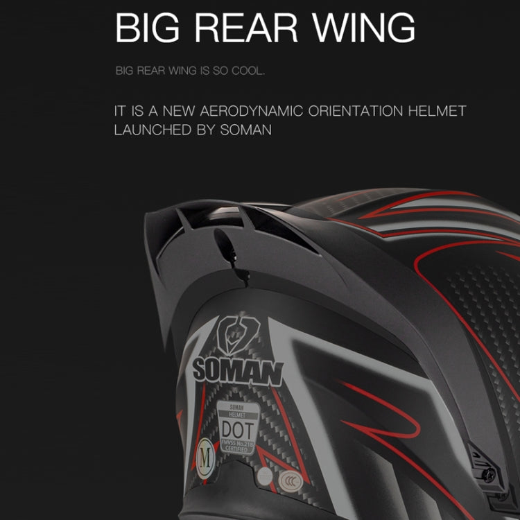 SOMAN Motorcycle Dual Lens Riding Peel-Off Full Coverage Helmet, Size: L(Red Gray Vision) - free shipping - PMC TechLife - Order now!