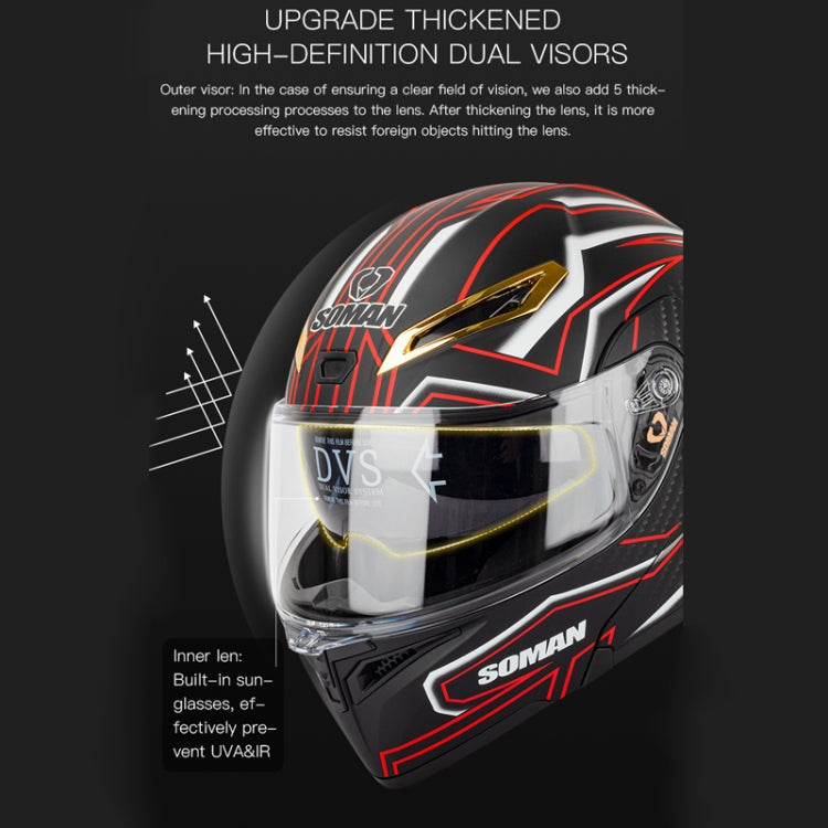 SOMAN Motorcycle Dual Lens Riding Peel-Off Full Coverage Helmet, Size: XXL(Sapphire Vision) - free shipping - PMC TechLife - Order now!