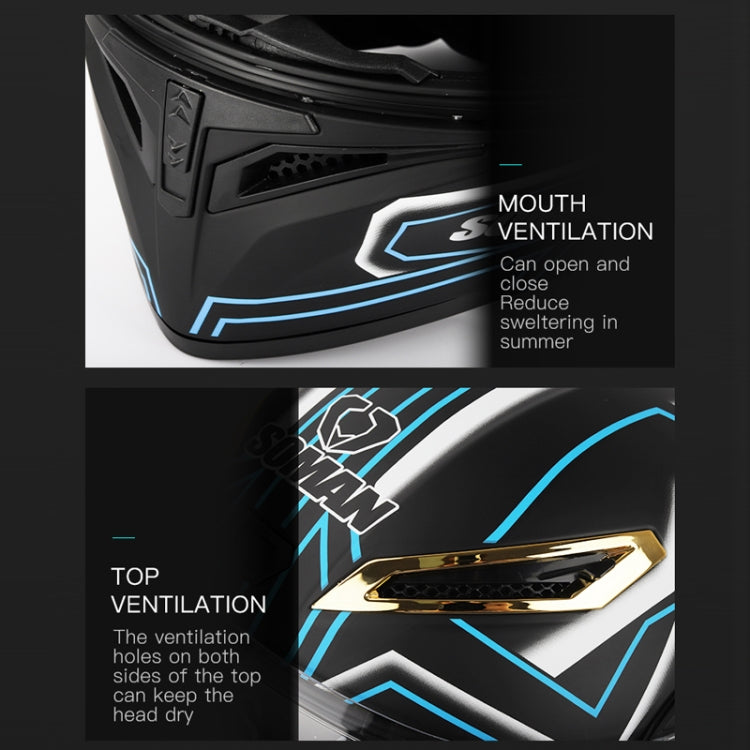 SOMAN Motorcycle Dual Lens Riding Peel-Off Full Coverage Helmet, Size: M(Black Red Track) - free shipping - PMC TechLife - Order now!