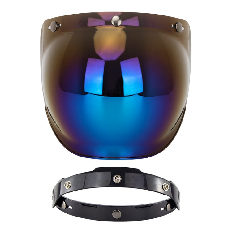 Motorcycle Helmet Three-Button Windproof Lens With Bracket(Plating Blue) - Helmets by PMC TechLife | Online Shopping South Africa | PMC TechLife | Buy Now Pay Later Mobicred