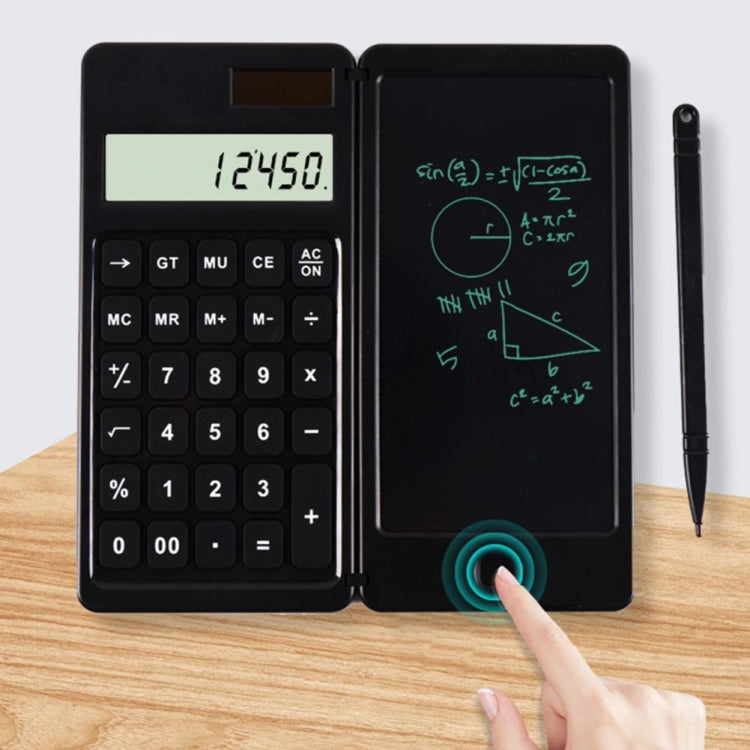 Solar Calculator Handwriting Board Learning Office Portable Folding LCD Writing Board(Black) -  by PMC Jewellery | Online Shopping South Africa | PMC Jewellery | Buy Now Pay Later Mobicred