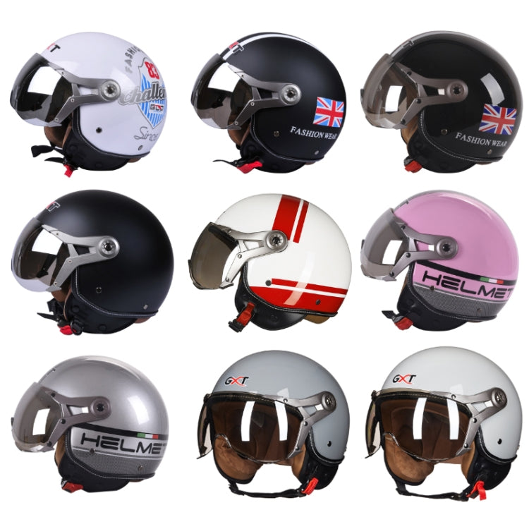 GXT Electric Vehicle Half Cover Helmet Four Seasons Retro Helmet, Size: M(Painted White Red Stripes) - Helmets by GXT | Online Shopping South Africa | PMC Jewellery